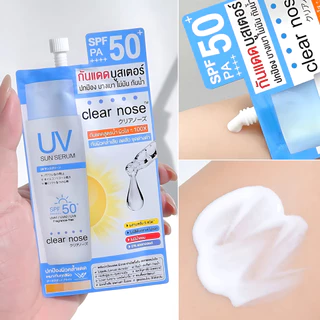(6ซอง/กล่อง) Clear nose UV กันแดดบูสเตอร์ ยูวี ซัน เซรั่ม SPF50+ PA++++ บางเบา กันน้ำ ทาหน้า [2323]