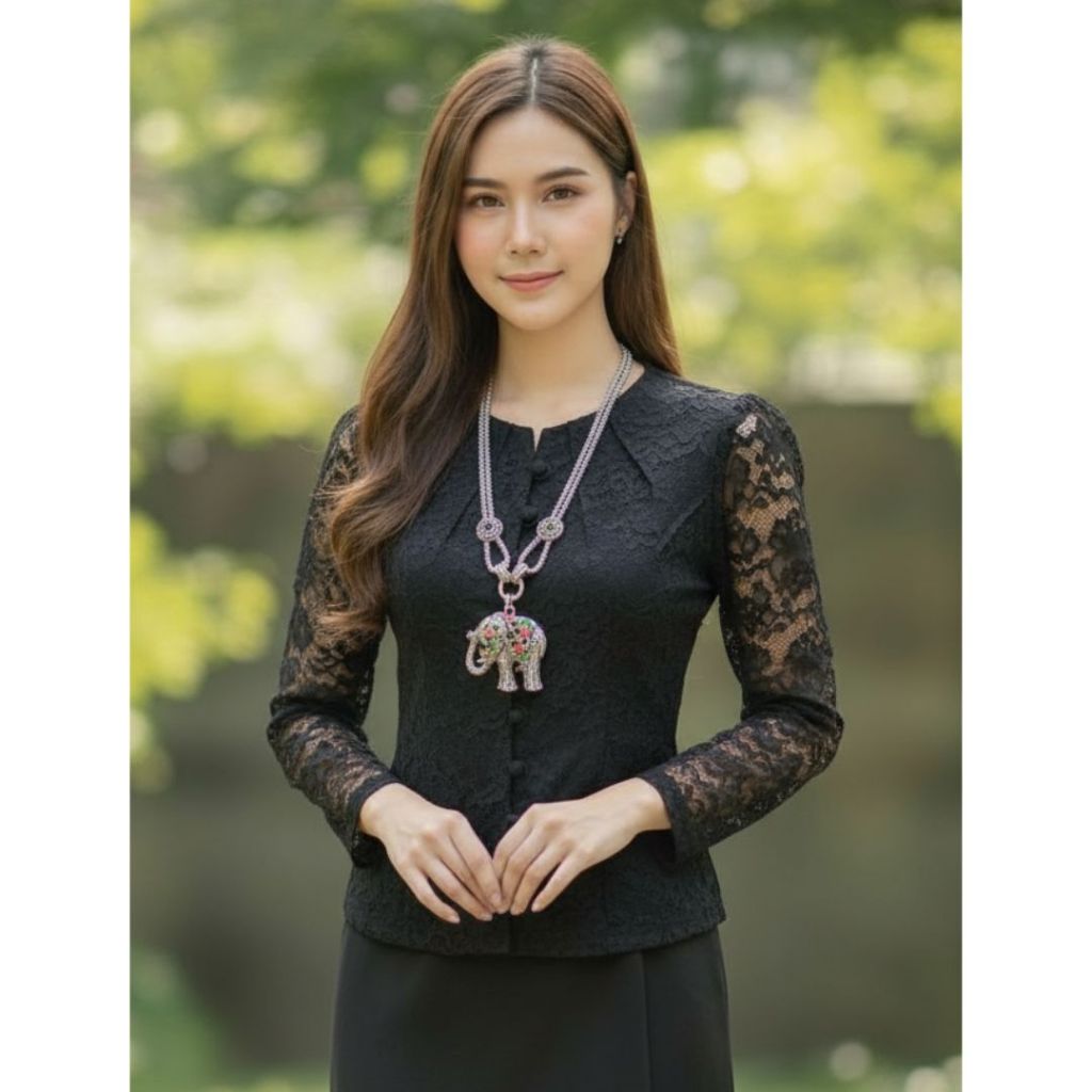 สร้อยคอแฟชั่น รหัส NLF สร้อยคอตอกลาย แบบคู่ นางรำ พื้นบ้าน พื้นเมือง สร้อยคอพร้อมต่างหู