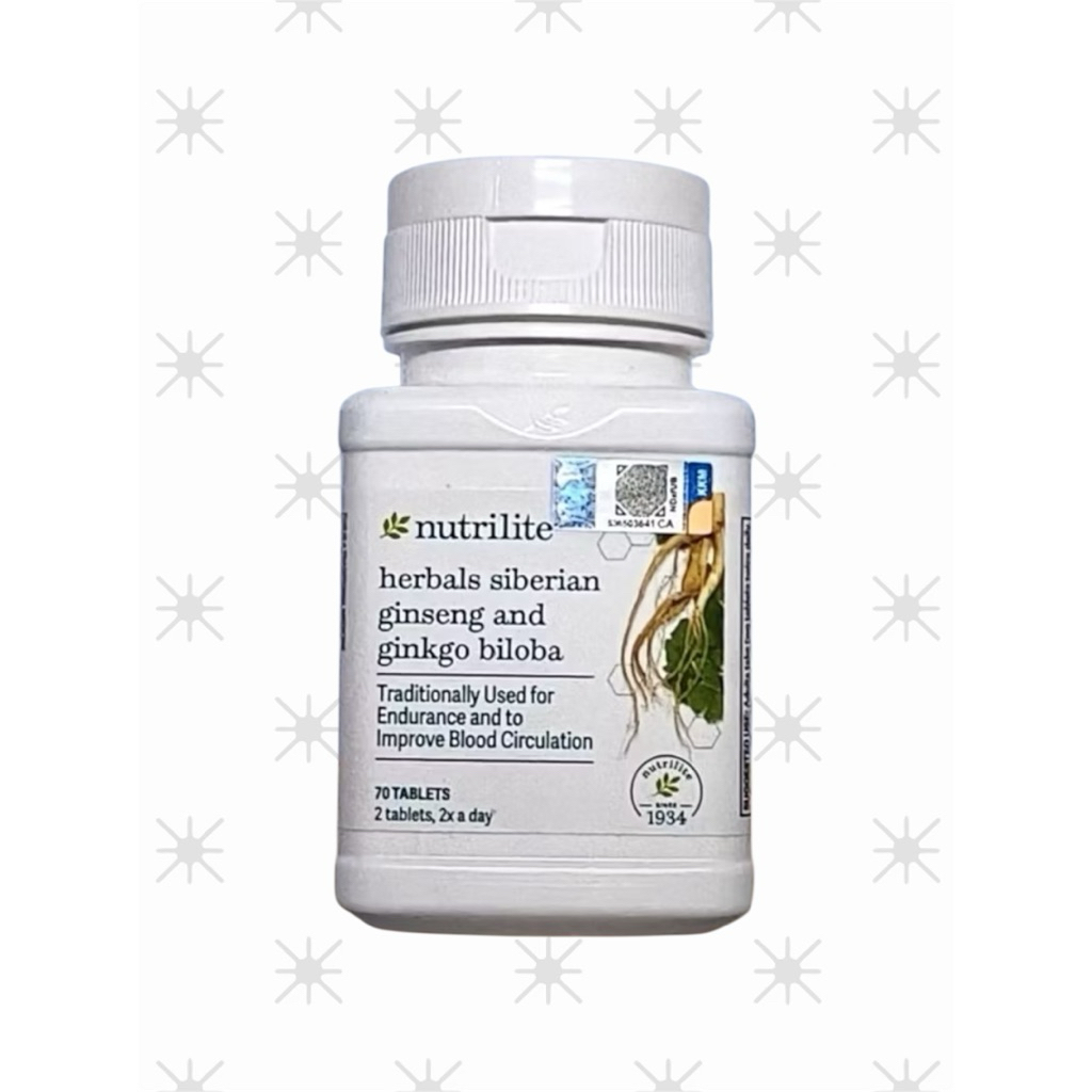 นิวทริไลท์เครื่องหมายการค้า ไซบีเรีย จิงเซง แอนด์ กิงโก บิโลบา บรรจุ 70เม็ด Nutrilite Siberian Ginse