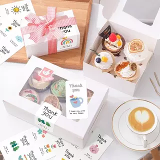 สติ๊กเกอร์ขอบคุณ ติดแก้ว ถุง ติดกล่อง สี่เหลี่ยมผืนผ้า 100ดวง sticker thankyou A33