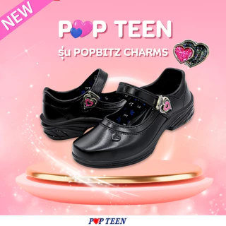 รองเท้านักเรียนหญิง Popteen รุ่นใหม่ล่าสุด หัวใจเพชรสีชมพู💖 popteen ปีล่าสุด Size 30-42