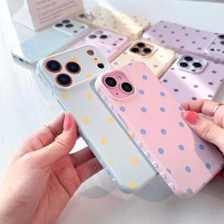 [i17] พร้อมส่ง T1S65 🛼🧁 เคสไอโฟน Polkadot case เคสลายจุด ผิวมันวาว เคสโทรศัพท์ For IPhone 13-16Promax,17Pro,17Promax