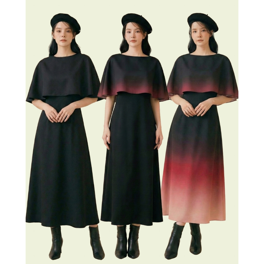 Cape Dress ตัดเย็บโดยช่างไทย ผ้าทอพิเศษ เคลือบผิวกัน UV