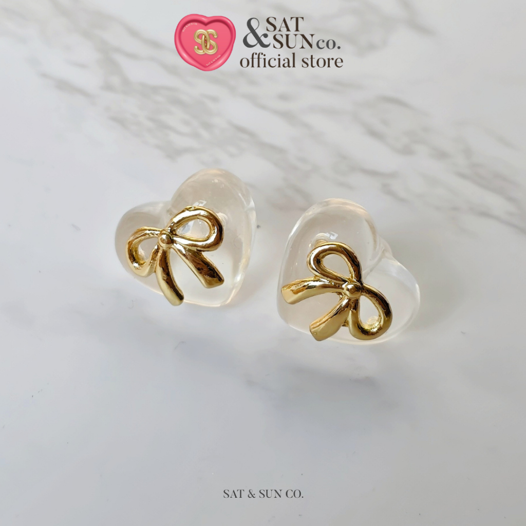 SATANDSUN Jelly heart earrings ต่างหูเจลลี่รูปหัวใจ ขนาด ขนาด 1.5cm.