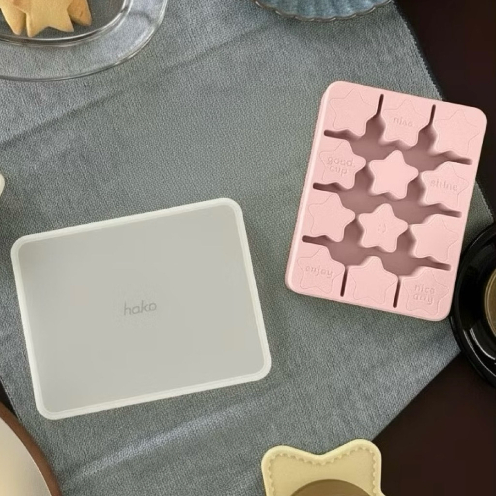 (พร้อมส่ง) ⭐️ 🧊 hako Silicone Ice Tray : Star (✅Food Grade) +พร้อมฝา +แถมถาดรองแก้ว ดาวสีม่วง