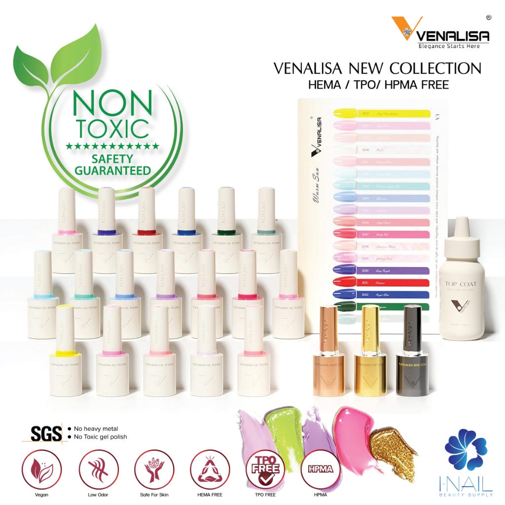 🔥พร้อมส่ง Hema Free & TPO Free🔥สีเจล   A075 Venalisa เซต V3 18 สี 10 ml  Hema Free & TPO Free