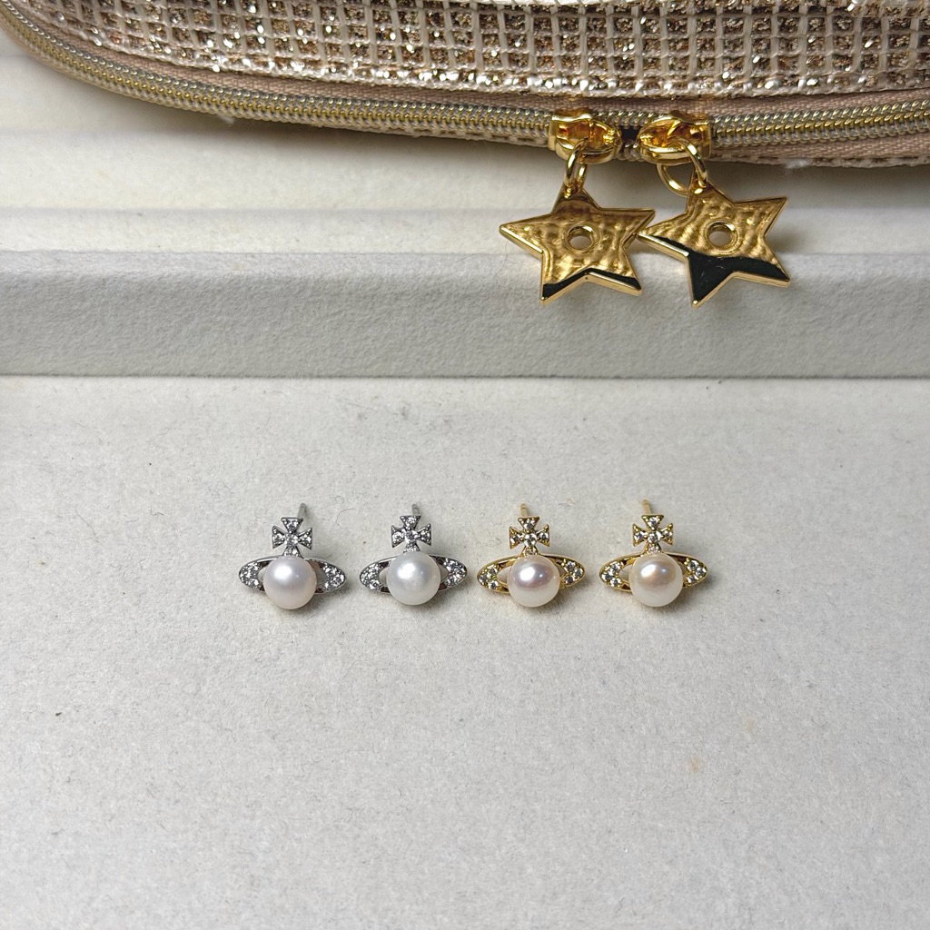 Socrush.bkk | SATURN MUSE earrings collections | SE-052 | ต่างหู ดาวเสาร์ มุก มุกแท้ เพชร