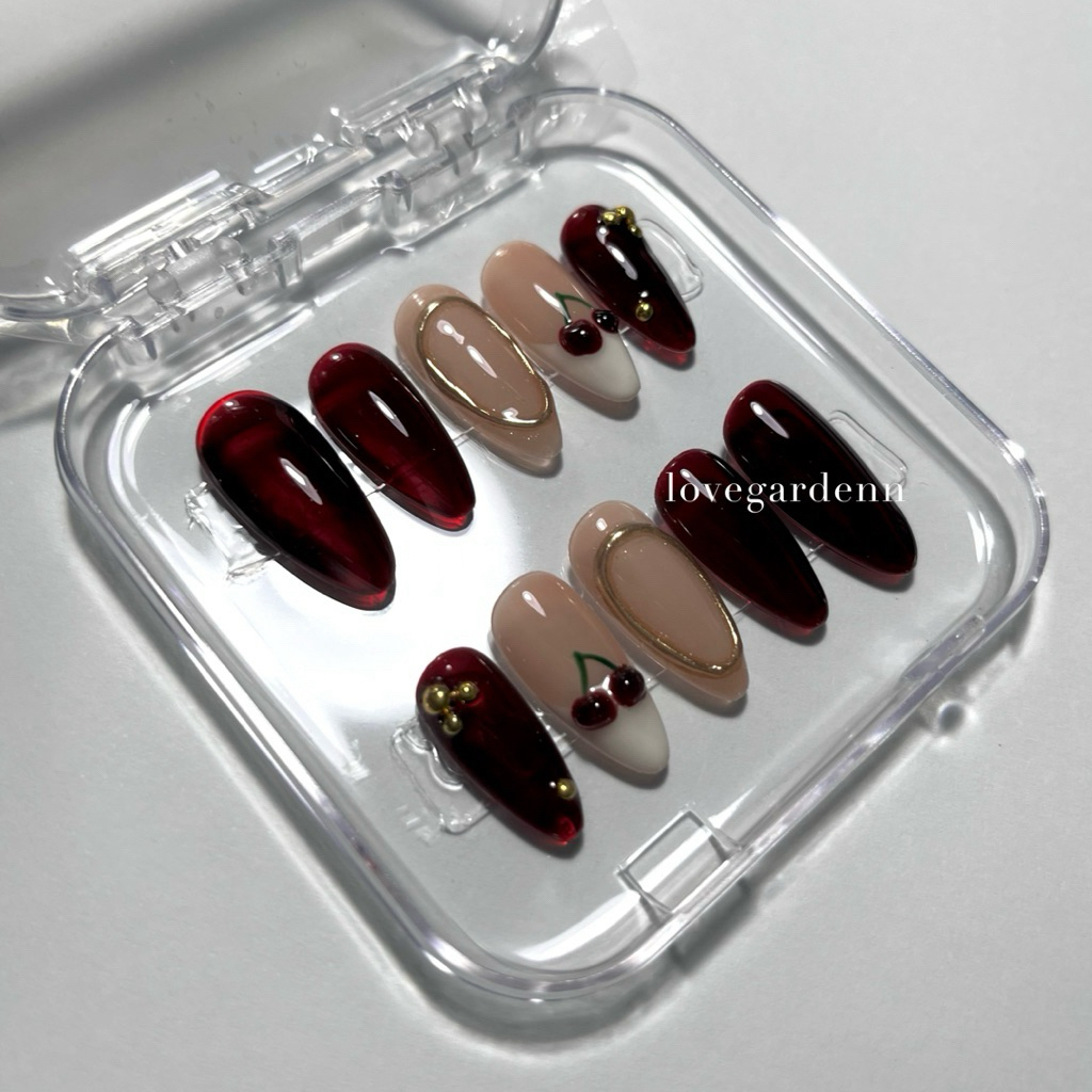 cherry - press on nails