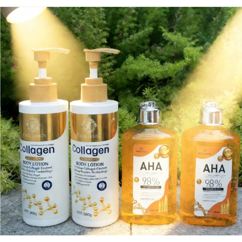 【1 แถม 1】AHA เซรั่มผิวขาว98% Body serum 260ml + FACE JANICE โลชั่นคอลลาเจนทองคำ 300ml ช่วยให้ผิวกระจ่างใส ผิวกายชุ่มชื้น