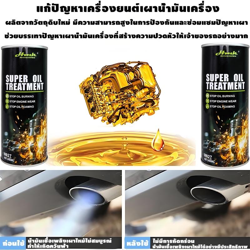 ฟื้นฟูสมรรถนะกำลังของรถ30ปี！HMKหัวเชื้อน้ำมันเครื่อง 450ml ลดการสั่นของเครื่องยนต์ ปกป้องเครื่องยนต์ - รูปที่ 3