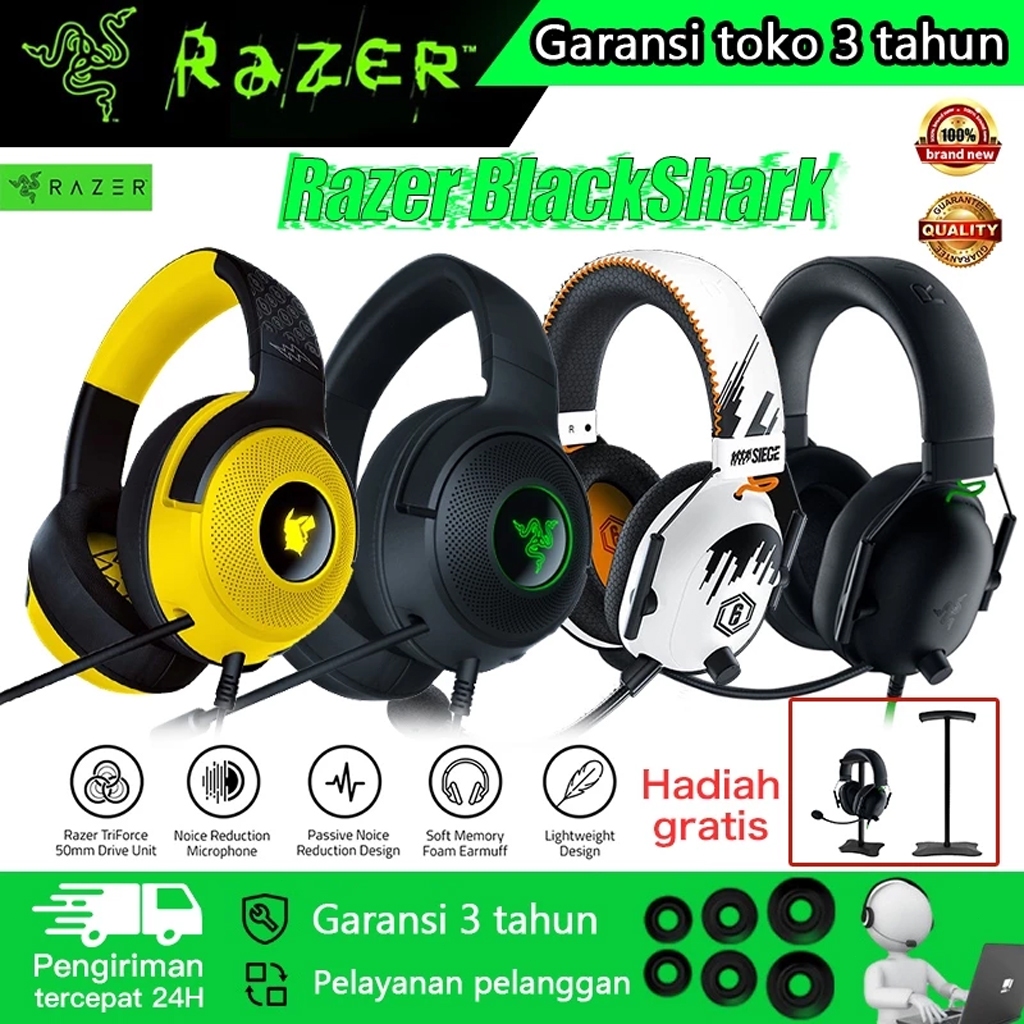 Razer BlackShark V2 X หูฟังเกมมิ่ง หูฟังคอมพิวเตอร์พร้อมไมค หูฟังครอบหัว รับประกัน 1 ปี