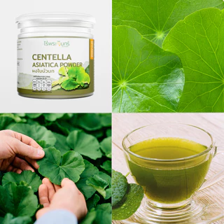 ผงใบบัวบก มีอย. แท้ ไม่ผสมแป้งและน้ำตาล แบรนด์ไร่พระจันทร์ ( Centella Asiatica ใบบัวบก ใบบัวบกแท้ ใบบัวบกผง )