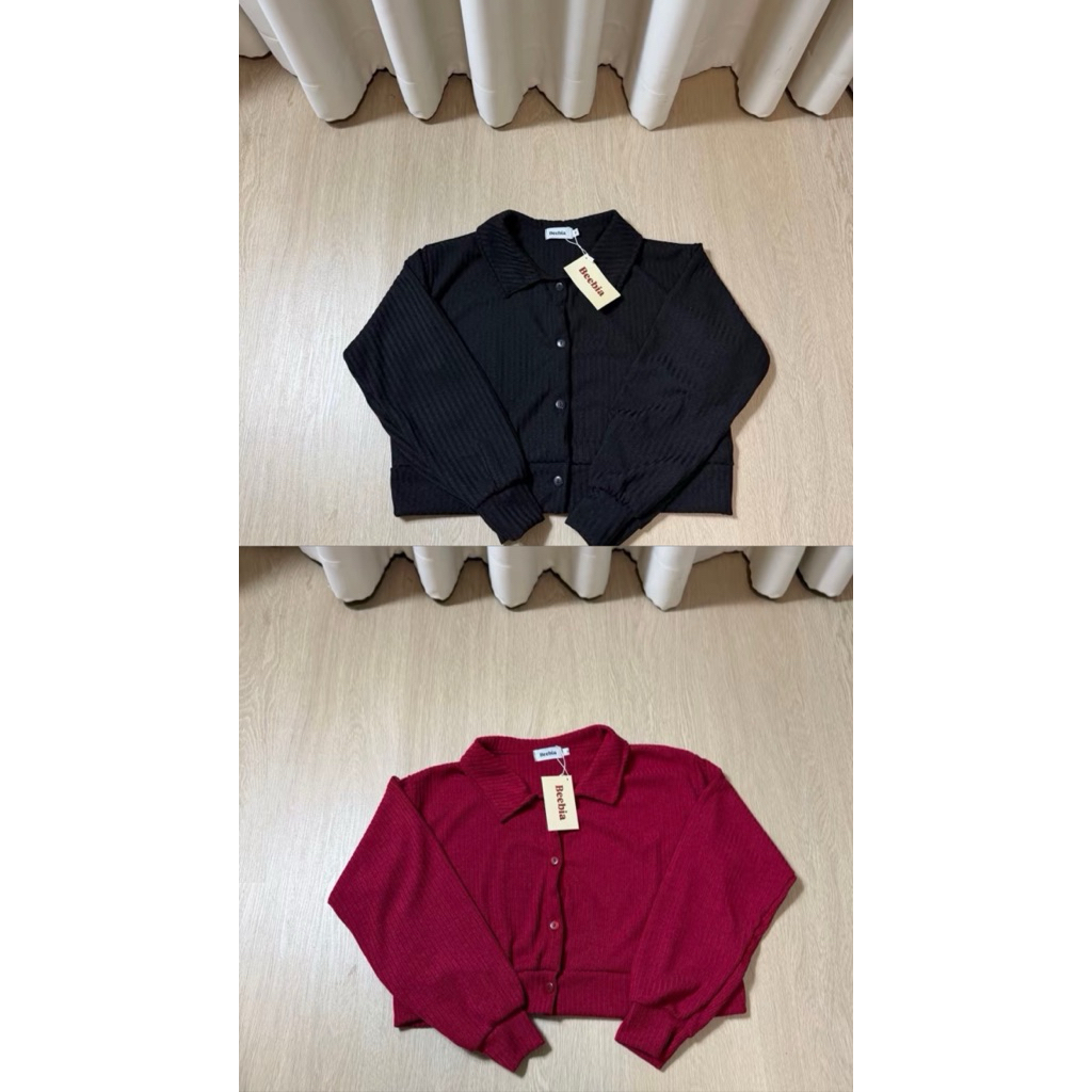 ป้าย Beebia เสื้อไหมพรม คอปกแขนยาว ฟรีไซส์อกถึง44 ความยาว