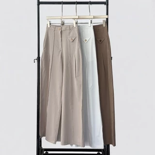 Atipashop - MODERN PANTS (#7235) กางเกงขายาว เอวสูง ดีเทลจีบหน้า ผ้าพรีเที่ยม สีพื้น มีหลายสี