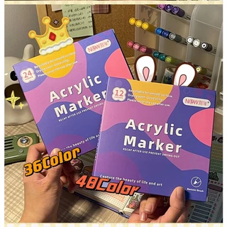 ปากกามาร์กเกอร์อะคริลิค Acrylic Marker 12/24/36 สี กันน้ำ สีสด แห้งเร็ว ปลายนิ่ม วาดรูป DIY เขียนไม้ แก้ว หิน ผ้า กระดาษ