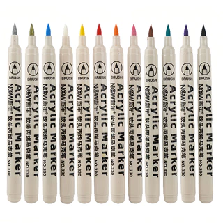ปากกามาร์กเกอร์อะคริลิค Acrylic Marker 12/24/36 สี กันน้ำ สีสด แห้งเร็ว ปลายนิ่ม วาดรูป DIY เขียนไม้ แก้ว หิน ผ้า กระดาษ