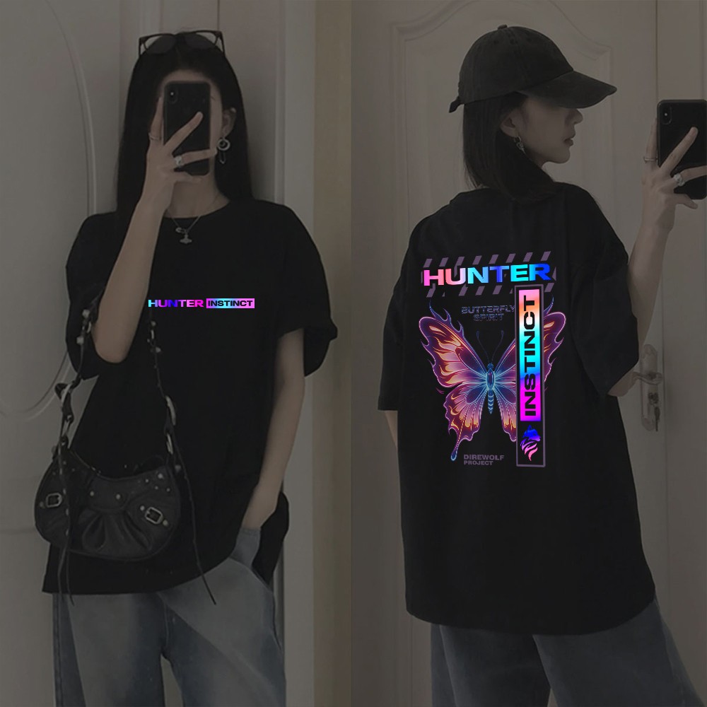 cotton แท้ 100% (11 รูปแบบ) Luvoro ผ้าที่ดีกว่า ผ้า  หลายสี สะท้อนแสง เงิน Oversize ขาว เทจ คอดำ วินกลม ชาย ญิง E036