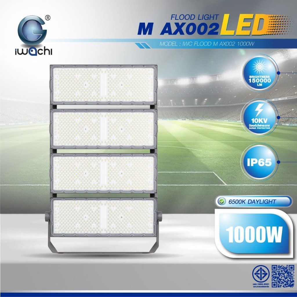 IWACHI โคมไฟฟลัดไลท์โมดูล 220V 200W 400W 600W 1000W แสงขาว กันน้ำIP65 Modular Floodlight