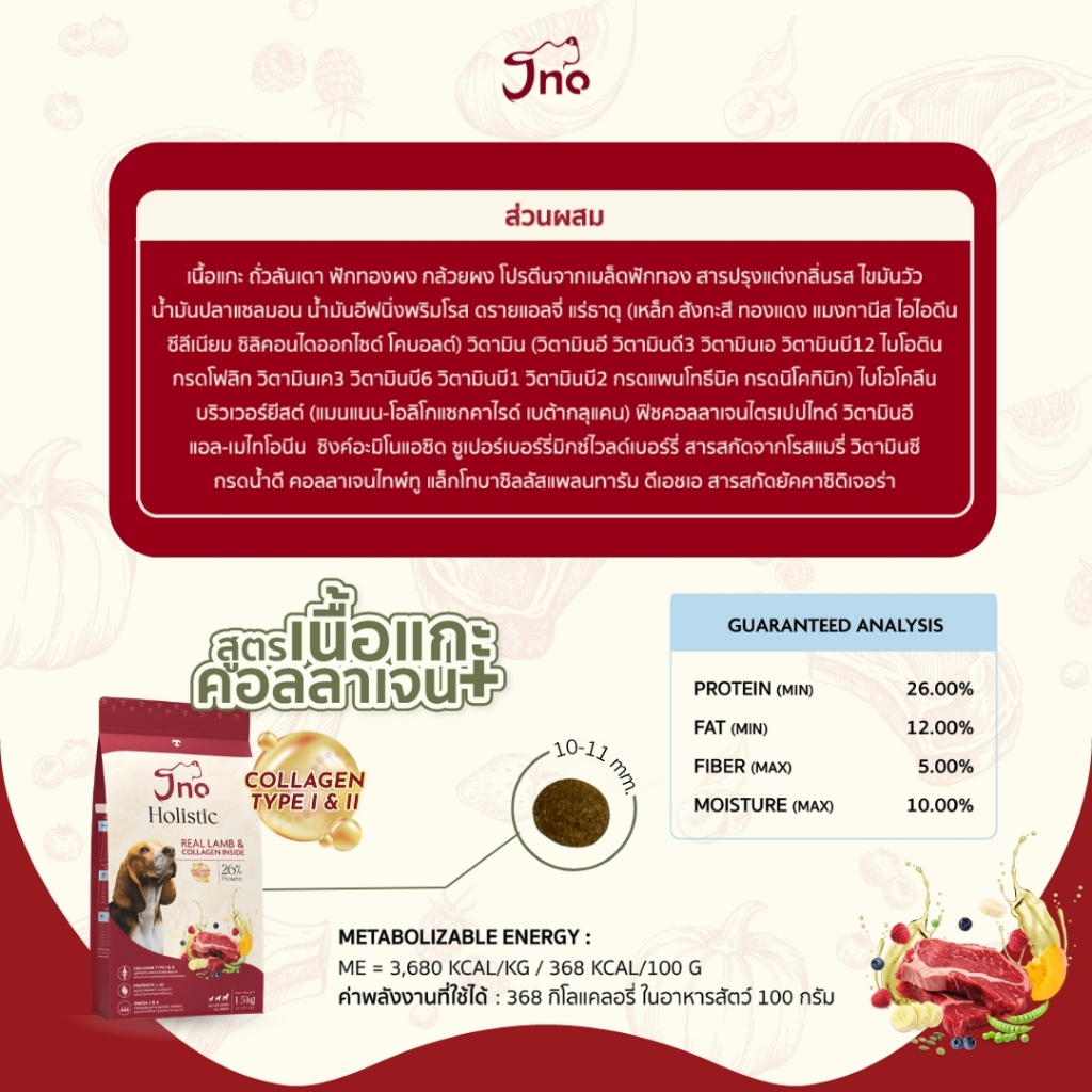 [1.5 กก.] Jno Holistic Real Lamb & Collagen inside อาหารเม็ดสุนัข โฮลิสติก สูตรเนื้อแกะ+คอลลาเจน อายุ 4 เดือนขึ้นไป - รูปที่ 5