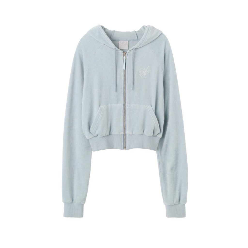 Sculptor Velour Zip-Up Hoodie (Baby Blue)