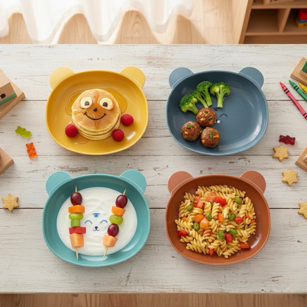 จานตื้นหน้าหมี เนื้อพลาสติก น่ารักมากก