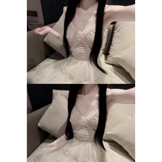 [Sheing office]🌟พร้อมส่ง🌟ชุดเดรสผ้าตาข่ายสำหรับผู้หญิง เดรสยาวหรูหราและประณีต