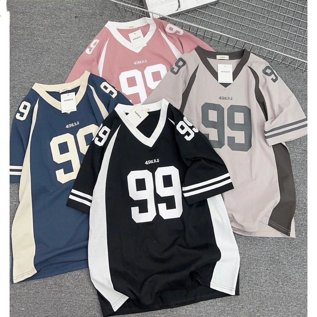 เสื้อทรงสเก็ตผู้หญิง oversize เสื้อผ้าสาวอวบคนอ้วนไซส์ใหญ่ เสื้อโอเวอร์ไซส์บาสเท่ๆ วินเทจ กีฬาลําลองทรงหลวมสไตล์เกาหลี