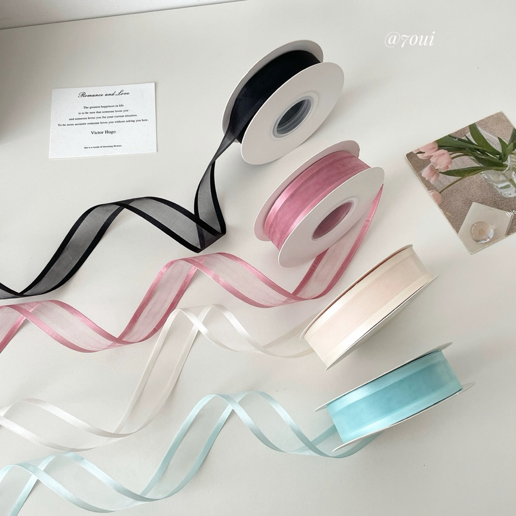 🇹🇭✨ส่งด่วน มีสีให้เลือก แบ่งขาย1เมตร   🎀 Premium Double-Edge Satin Ribbon 🎀 ที่สายเกาหลีต้องมีติดร้าน ✨