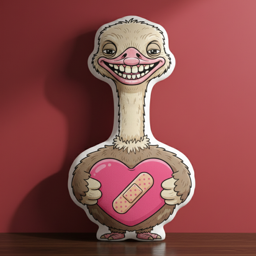 หมอนไดคัท พิมพ์2ด้าน หมอนสกรีนรูป ตุ๊กตาน่าเกียด ของขวัญแปลก Ugly Pillow Doll FUNYK49 ostrich