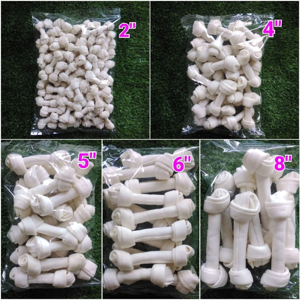 กระดูกผูกสีขาว กระดูกผูกขาว กระดูกหนัง ขนมสุนัข เกรดA 2"4"5"6"8" น้ำหนัก1kg