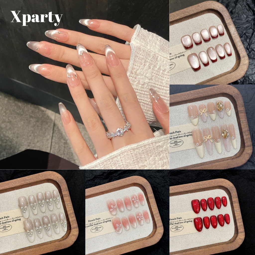 XPARTY เล็บปลอม เล็บปลอมติด เล็บปลอมเจล งานแฮนด์เมด nail ใช้ซ้ําได้ สไตล์จะได้รับการอัปเดตต่อไป A021-A040