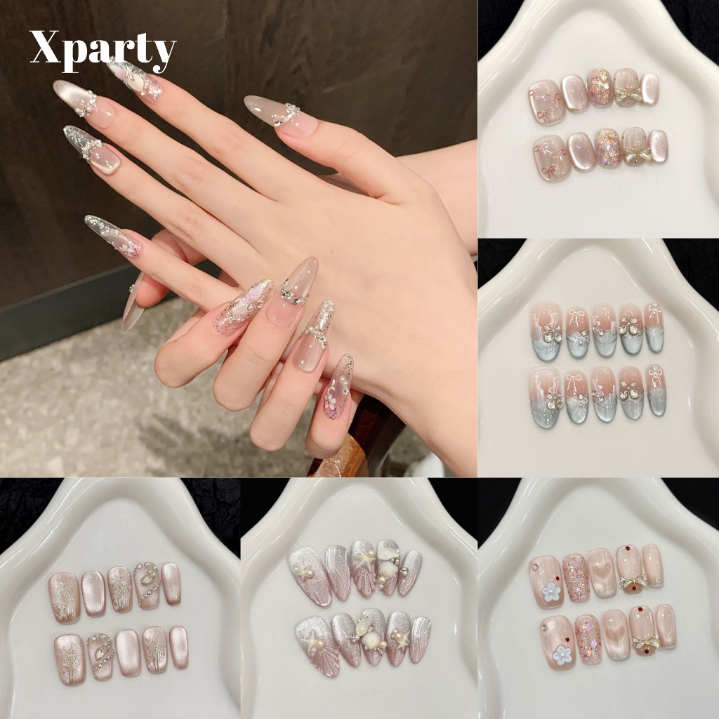 XPARTY เล็บปลอม เล็บปลอมติด nail เล็บปลอมเจล งานแฮนด์เมด ใช้ซ้ําได้ สไตล์จะได้รับการอัปเดตต่อไป A041-A060