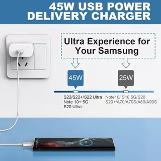 ชุดสายชาร์จเร็ว 25W 45W 65W ชุดชาร์จเร็ว Type c รองรับรุ่น S20 S21 S22 A70 A71 A72 สําหรับ type c to type c Fast Charger