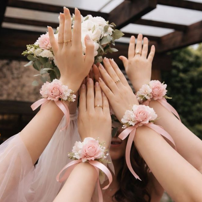 พร้อมส่ง จาก กทม ข้อมือเพื่อนเจ้าสาว ดอกไม้ข้อมือ เหมาะสำหรับงานแต่งงาน ดอกไม้ผูกข้อมือสวยๆ