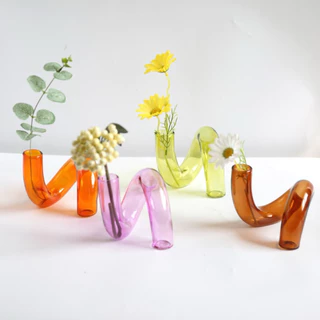<ใหม่🎉 ทวิสต์> แจกันแก้วใส สไตล์นอร์ดิก Nordic Style Vase 5ทรง แจกันตกแต่งห้อง แจกันแก้ว ขวดแก้ว ขวดโหล