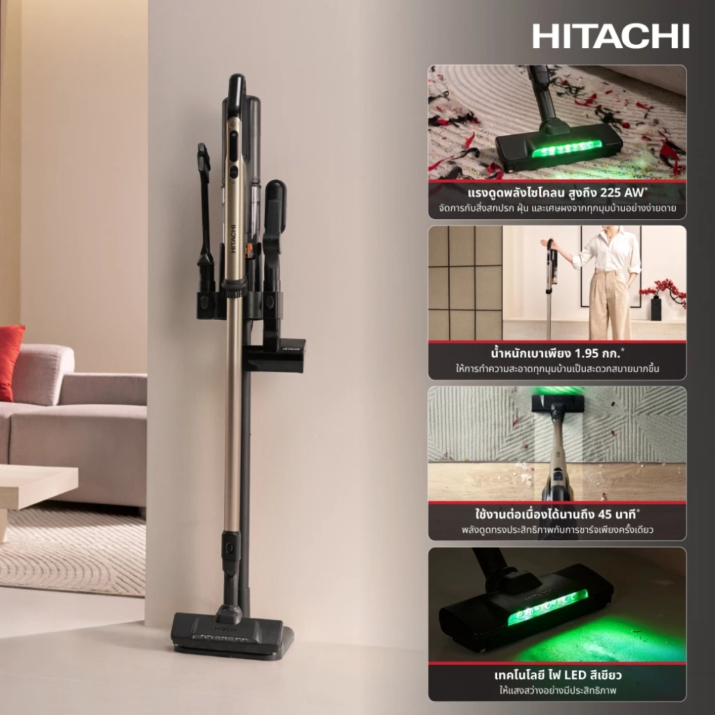 Hitachi ฮิตาชิ เครื่องดูดฝุ่นชนิดไร้สาย 550 วัตต์ 1.95 กก รุ่น PV-XH4PCGCTH / Wet & Dry 550 วัตต์ PV-XHW4PCGCTH thumbnail 5