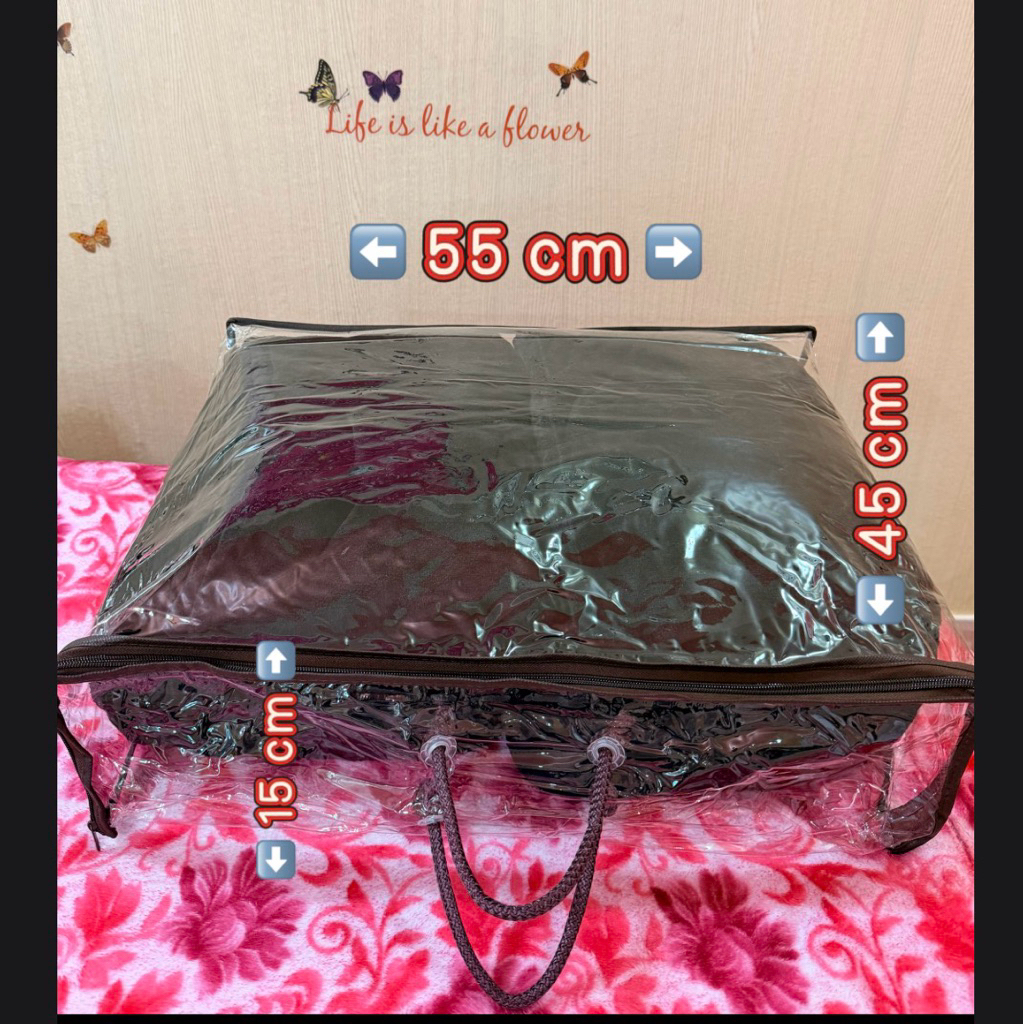 กระเป๋าซิป PVC พลาสติกใส เกรดA+ มีหลายขนาดให้เลือก M, L, XL กระเป๋าผ้าห่มนวม