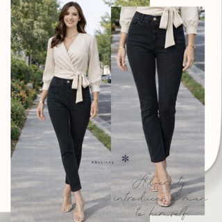 AB Skinny กางเกง 9 ส่วน สีดำฟอก ของแท้ จากเพจดัง 350,000 Lik…