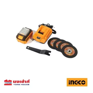 INGCO เครื่องเจียร์ไร้สาย 20 โวลต์ 4 นิ้ว รุ่น CAGLI261021 (900W) ครบชุด