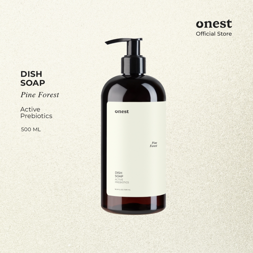 ONEST Dish soap กลิ่น Pine Forest น้ำยาล้างจาน กลิ่นป่าสน สูตร Active Prebiotics ธรรมชาติ สูตรอ่อนโยน 500 ML