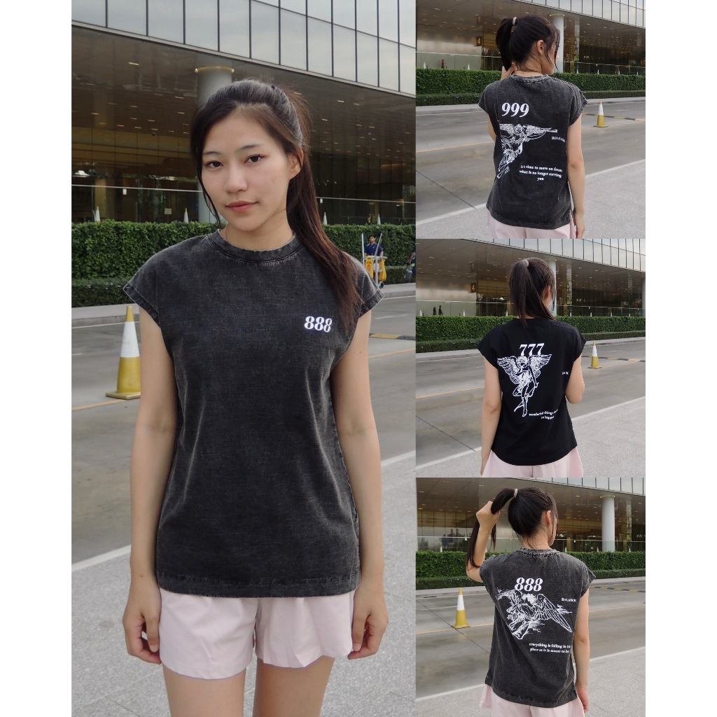 777-999 Angle Number x 365 เสื้อแขนกุดออกกำลังกายผู้หญิง