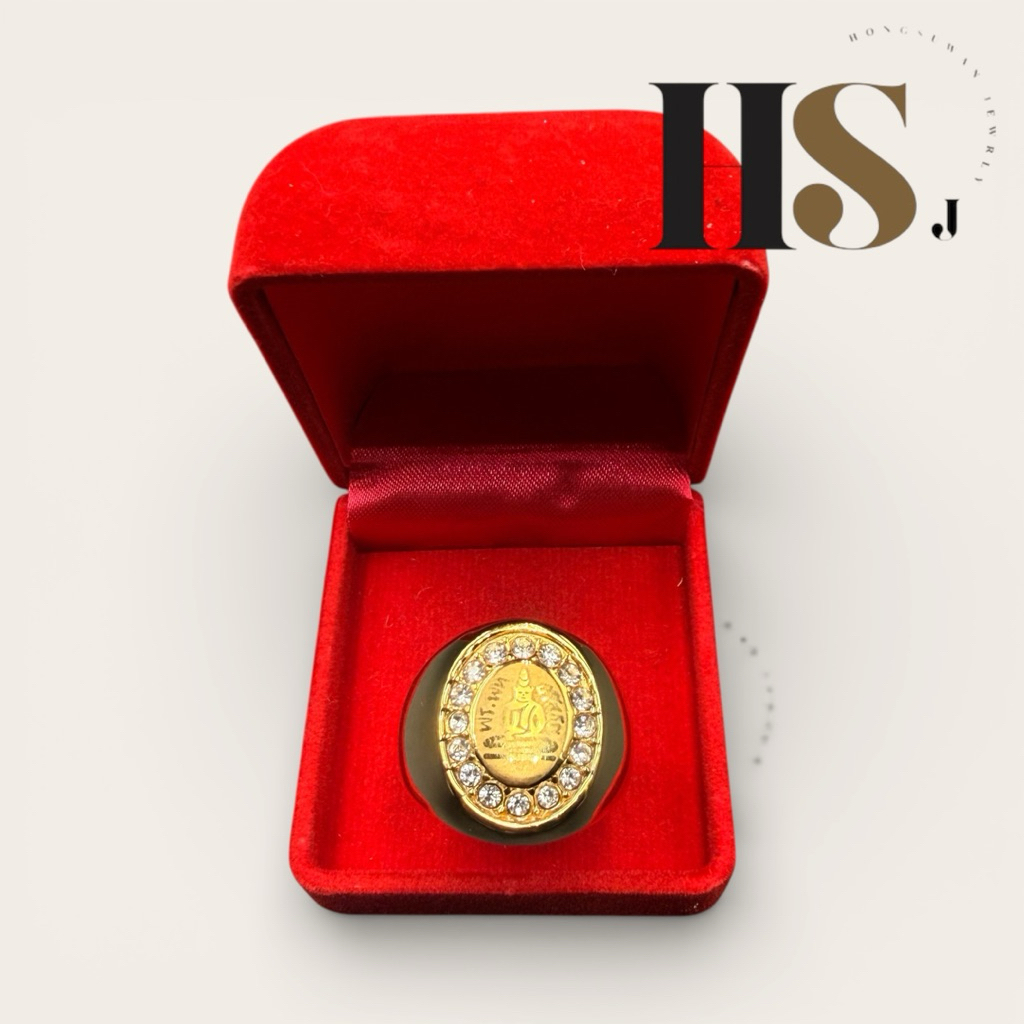 (พร้อมส่ง!🇹🇭)แหวนหลวงพ่อโสธรล้อมเพชร งาน18K หลวงพ่อโสธรเลเซอร์ ฉะเชิงเทรา ไม่ลอก ไม่ดำ จำนำไม่ได้