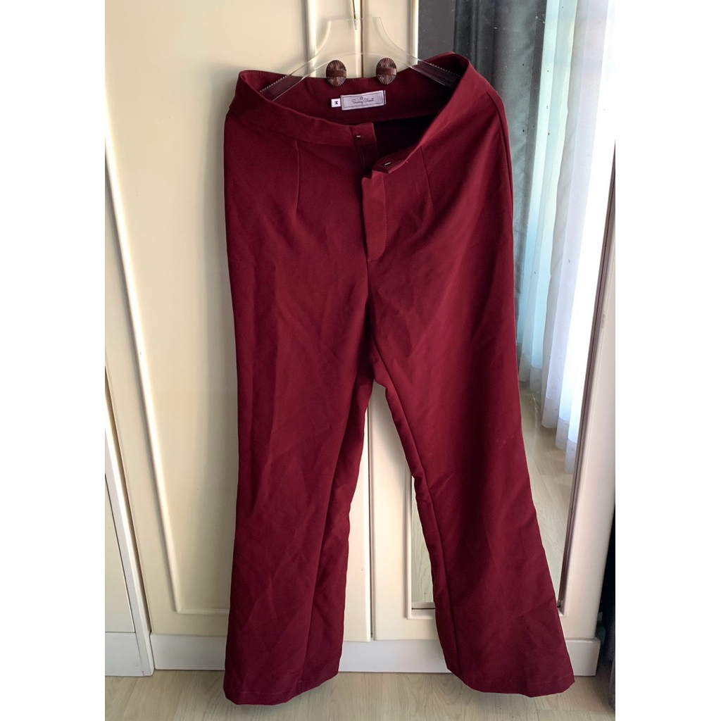 กางเกงสแลค สีแดง แบรนด์ Sunny Closet ตำหนิ (มือสอง)