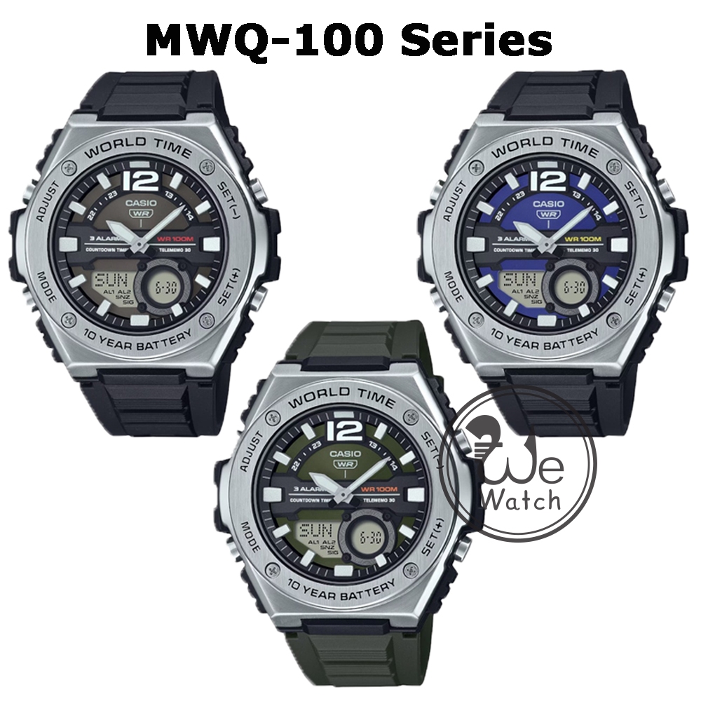 !!ประกัน1ปีและกล่อง CMG!! CASIO รุ่น MWQ-100 นาฬิกาผู้ชาย 2 ระบบ แบตเตอรี่ 10 ปี  MWQ100