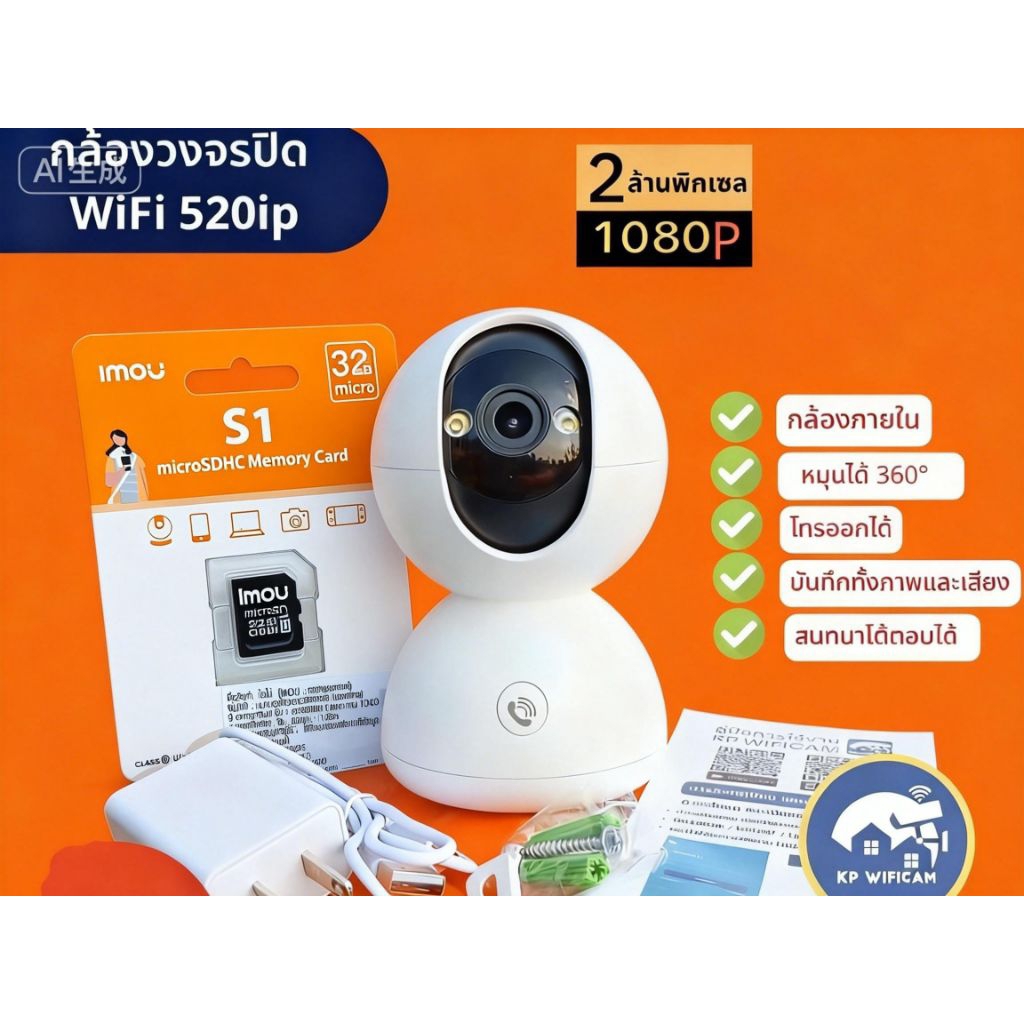 NWP-520กล้องวงจรปิดไร้สาย(IP CAMERA)FUll HD 1080P 2ล้าน