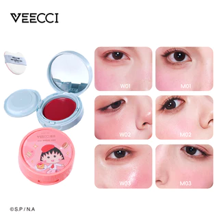 VEECCI x Chibi Maruko-Chan บลัชออน มาพร้อมกับ พัฟแต่งหน้า สดใสขึ้น ผิว อเนกประสงค์ บลัช 3g/4.2g(100% ของแท้