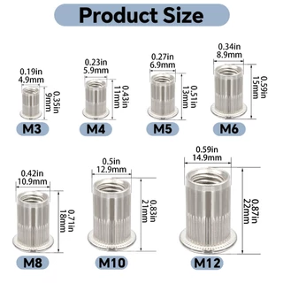 10/20 ชิ้น รีเวทนัท สแตนเลส 304 น็อตรีเวท M3-M12 Rivet Nut น็อตหมุดย้ำ น็อตหมุดย้ำหัวแบน หัวน็อตรีเวท น็อตหมุดย้ำ