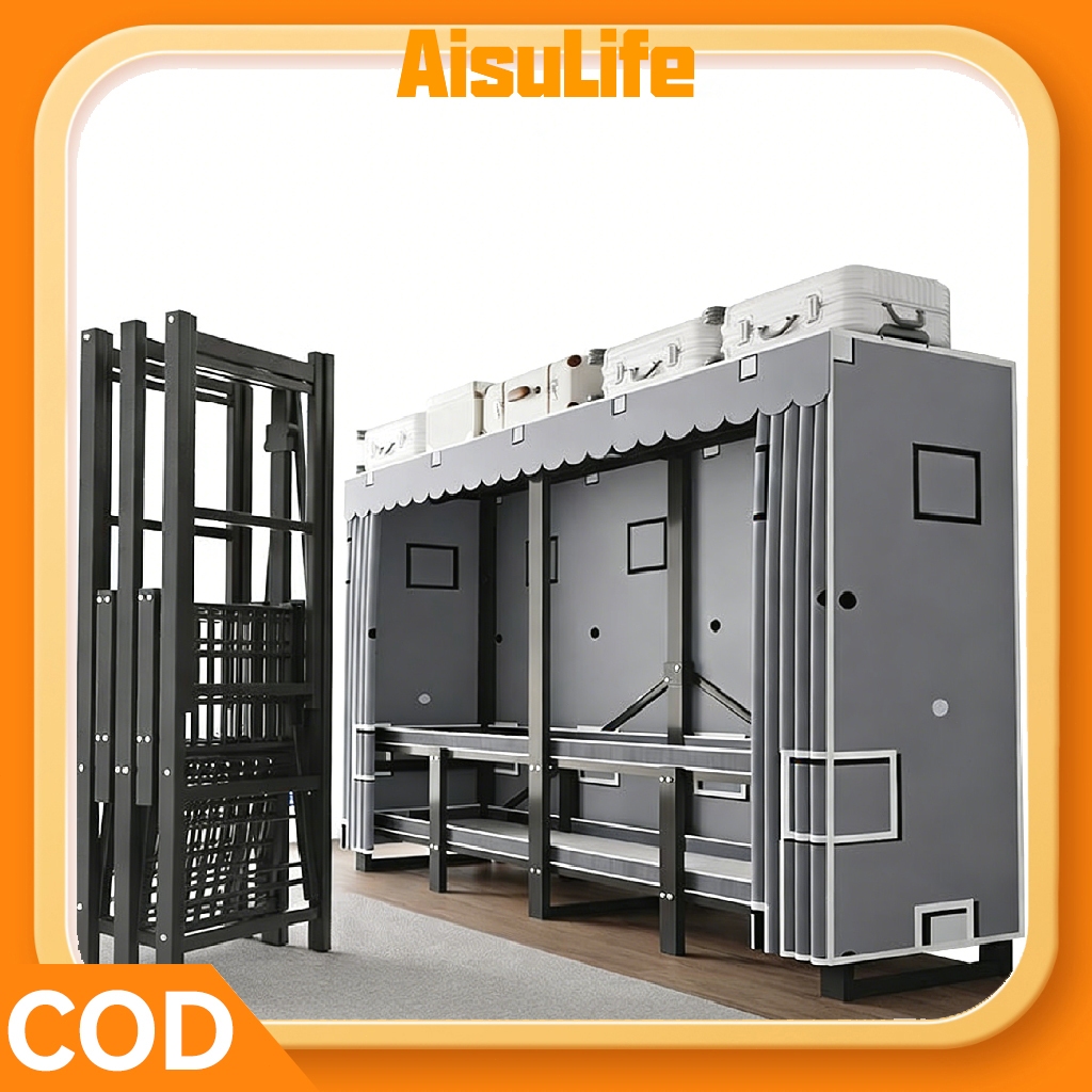 AisuLife ตู้เสื้อผ้าไม่ต้องประกอบ เห็ก30mm รับน้ำหนัก800กก. Wardrobe จุมาก ง่ายติดตั้ง5นาทีไม่จำเป็น
