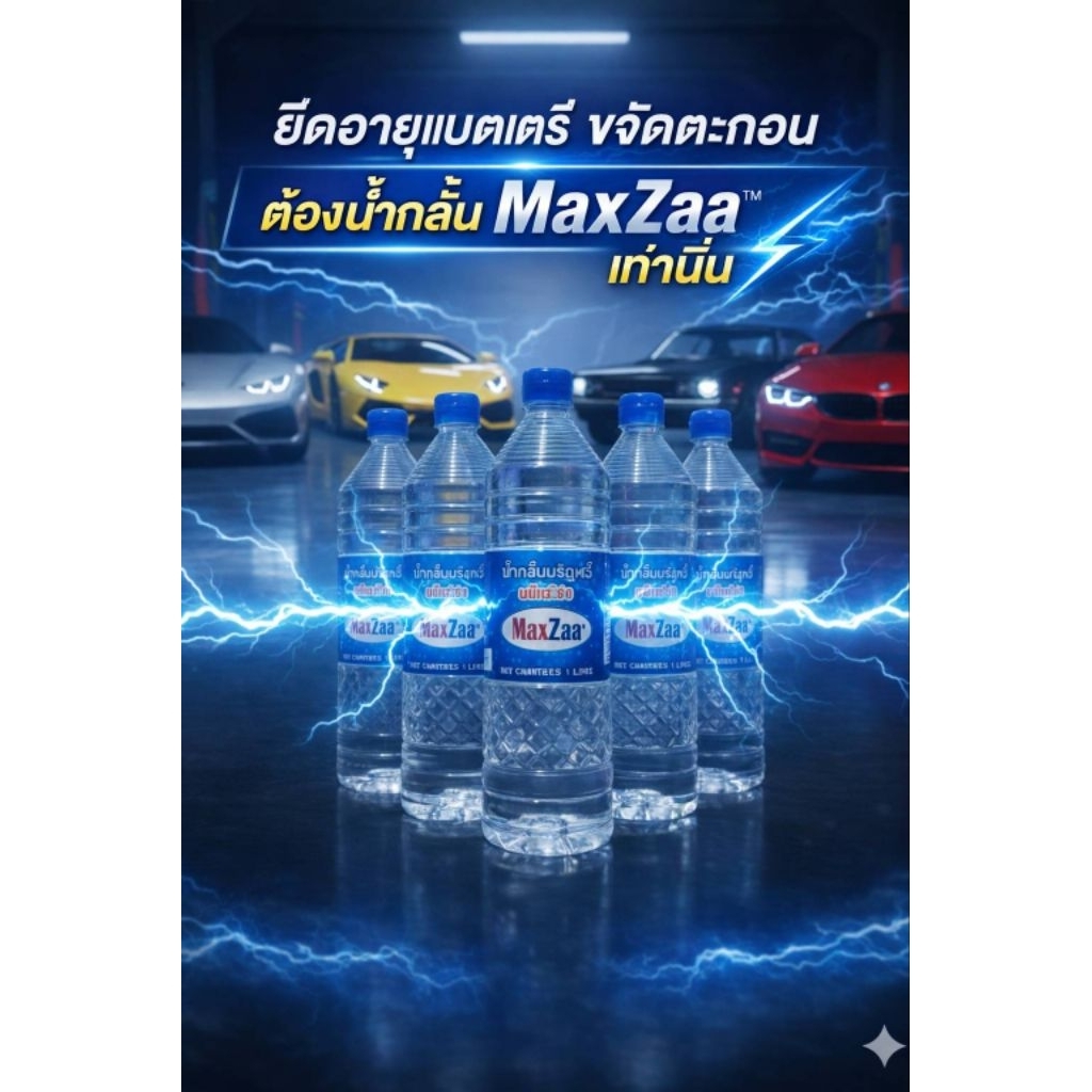 น้ำกลั่นบริสุทธิ์ MaxZaa D.I. Water (Distilled Water) 1,000 cc. ใช้เติมแบตเตอรี่ชนิดตะกั่ว - กรด คุณดีสมราคา