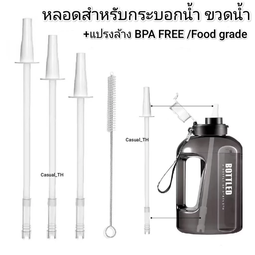 หลอดสำหรับกระบอกน้ำ ขวดน้ำ พร้อมแปรงล้าง BPA FREE /Food grade